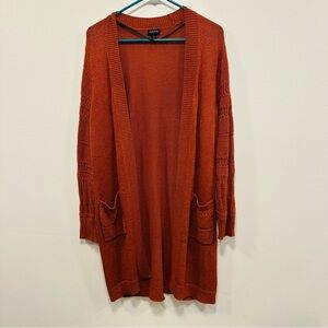 torrid Open-Front Rust Orange Knit Cardigan sweater  with Pockets